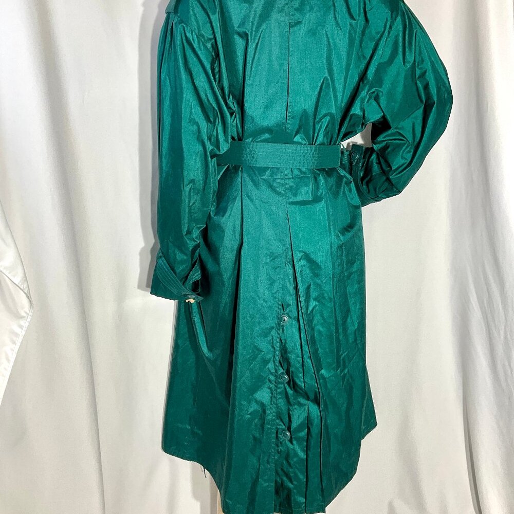 Vintage London Fog Sz 8 Trench in 80s Colors Teal & Purple Womens Coat Retro - Picture 4 of 16